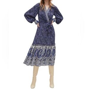 KOBI HALPERIN ANDIE TIE WAIST LONG MIDI DRESS